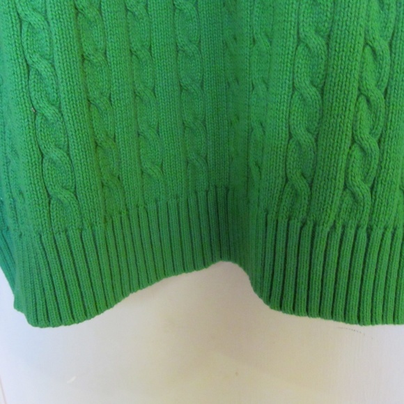 Polo Ralph Lauren Zip Up Sweater Cable Knit Green - Picture 5 of 8